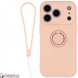 Guminis dėklas su žiedu - rausvas (Apple Iphone 17 Pro/Iphone 18 Pro)